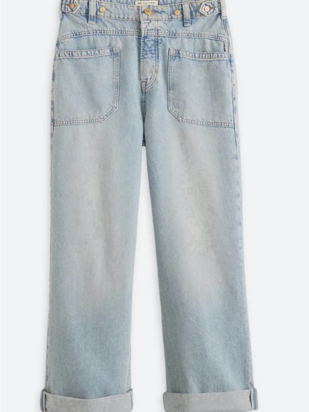 Free People Palmer Cuffed Jeans - Light Blue